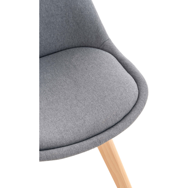 Chaise moderne scandinave en Tissu Gris clair Bois de hêtre Naturel Floki - 5