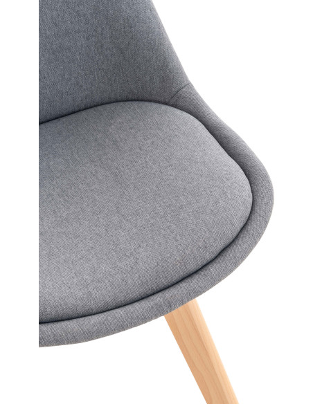 Chaise moderne scandinave en Tissu Gris clair Bois de hêtre Naturel Floki - 5