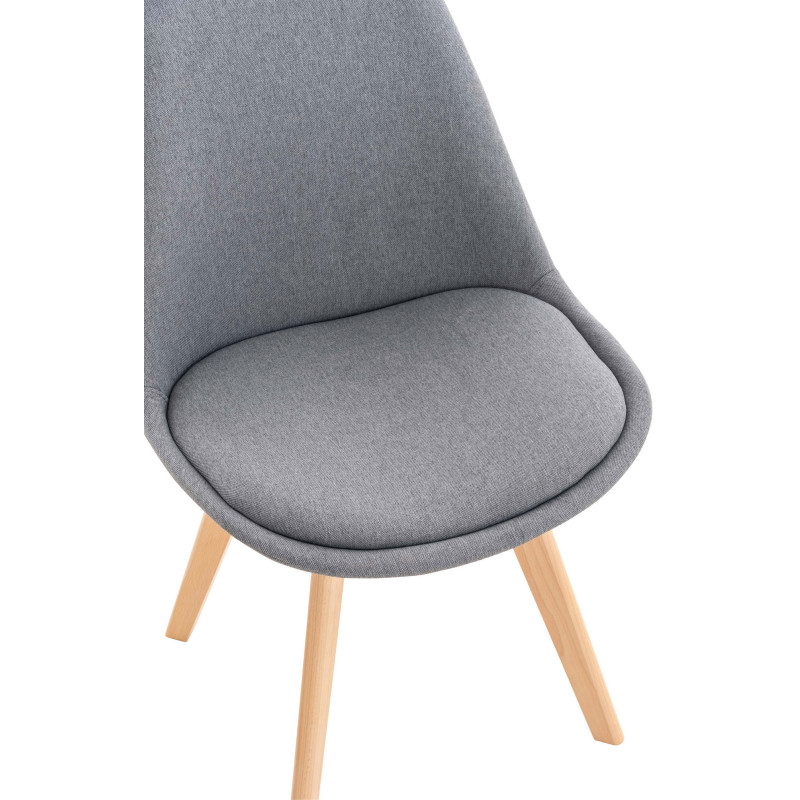 Chaise moderne scandinave en Tissu Gris clair Bois de hêtre Naturel Floki - 6