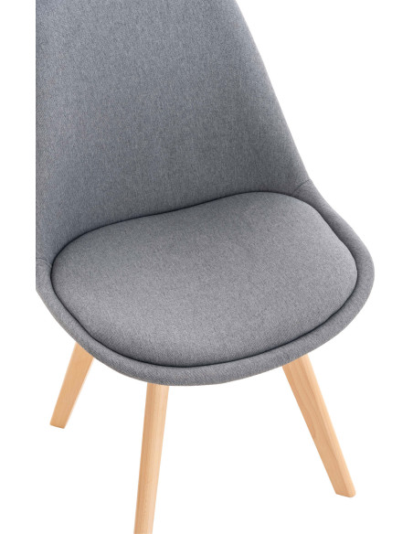Chaise moderne scandinave en Tissu Gris clair Bois de hêtre Naturel Floki - 6