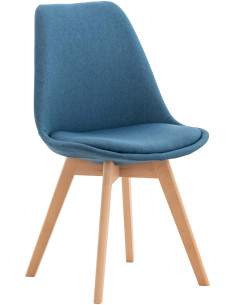 Chaise moderne scandinave en Tissu Bleu Bois de hêtre Naturel Floki - 1