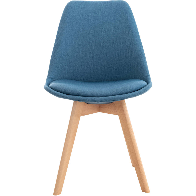 Chaise moderne scandinave en Tissu Bleu Bois de hêtre Naturel Floki - 2