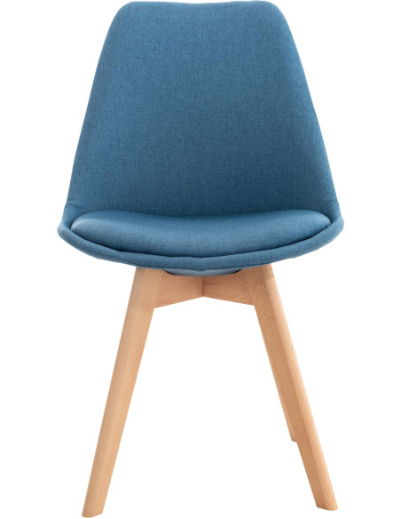 Chaise moderne scandinave en Tissu Bleu Bois de hêtre Naturel Floki - 2