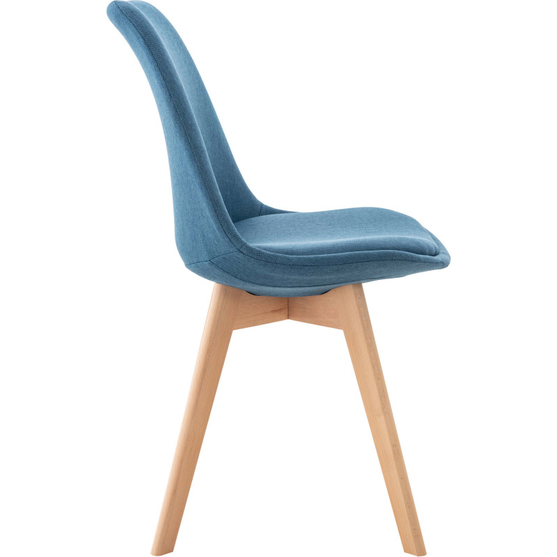 Chaise moderne scandinave en Tissu Bleu Bois de hêtre Naturel Floki - 3