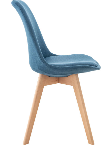 Chaise moderne scandinave en Tissu Bleu Bois de hêtre Naturel Floki - 3