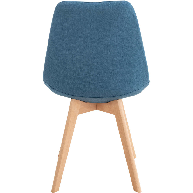 Chaise moderne scandinave en Tissu Bleu Bois de hêtre Naturel Floki - 4