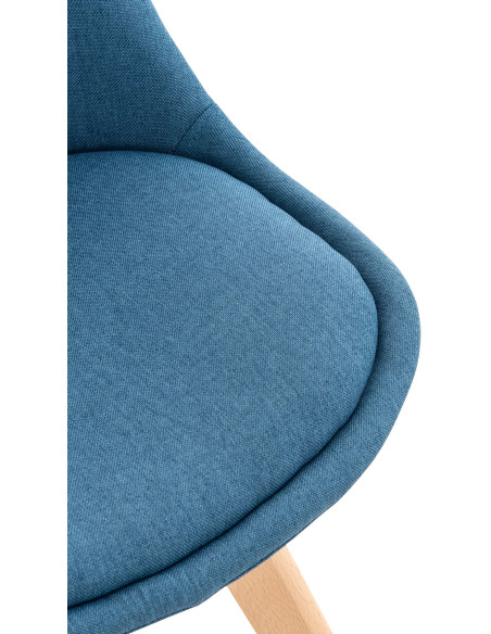 Chaise moderne scandinave en Tissu Bleu Bois de hêtre Naturel Floki - 5