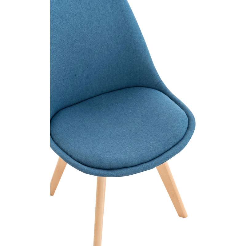Chaise moderne scandinave en Tissu Bleu Bois de hêtre Naturel Floki - 6