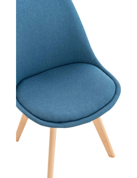 Chaise moderne scandinave en Tissu Bleu Bois de hêtre Naturel Floki - 6