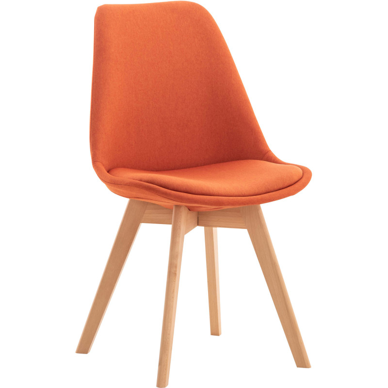 Chaise moderne scandinave en Tissu Orange Bois de hêtre Naturel Floki - 1