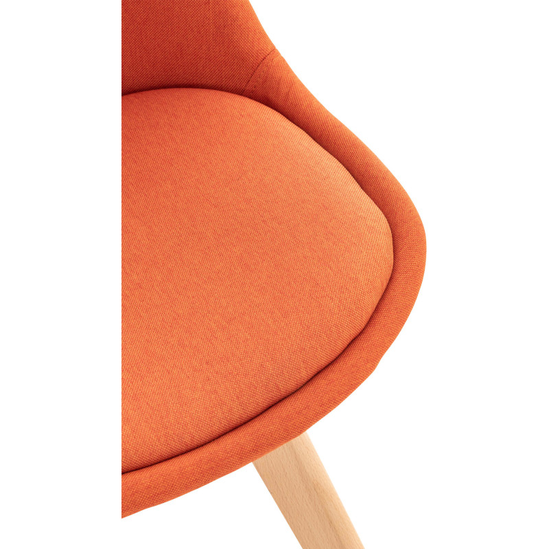 Chaise moderne scandinave en Tissu Orange Bois de hêtre Naturel Floki - 5