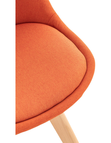 Chaise moderne scandinave en Tissu Orange Bois de hêtre Naturel Floki - 5