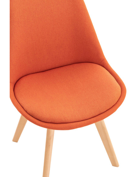 Chaise moderne scandinave en Tissu Orange Bois de hêtre Naturel Floki - 6
