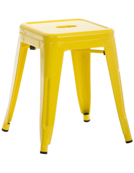 Tabouret bas style industriel en Métal Jaune Kormack  - 1