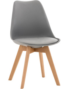 Chaise moderne scandinave en Polypropylène Polyuréthane Gris Bois de hêtre Naturel Floki - 1