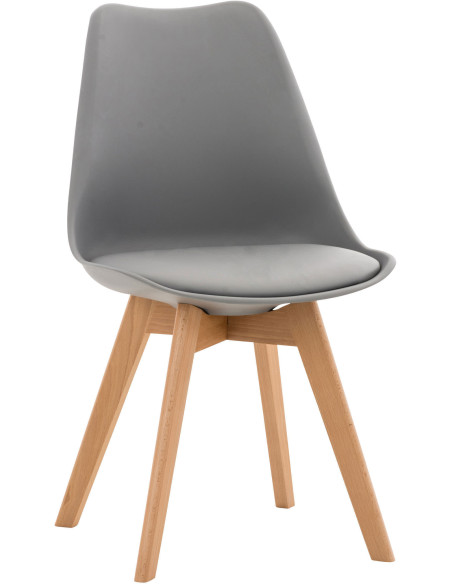 Chaise moderne scandinave en Polypropylène Polyuréthane Gris Bois de hêtre Naturel Floki - 1