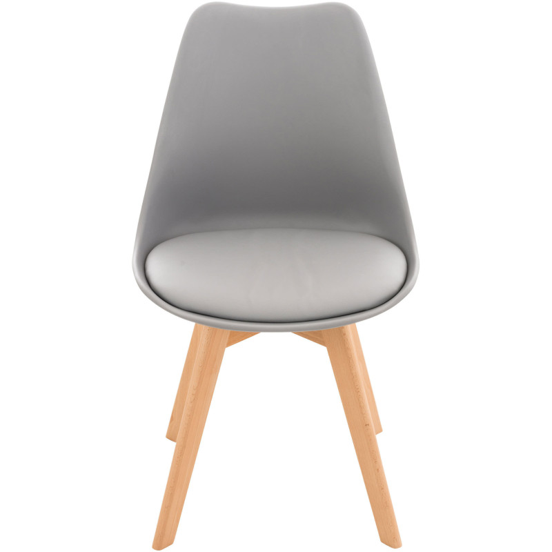 Chaise moderne scandinave en Polypropylène Polyuréthane Gris Bois de hêtre Naturel Floki - 2