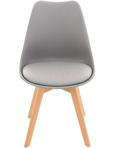 Chaise moderne scandinave en Polypropylène Polyuréthane Gris Bois de hêtre Naturel Floki - 2