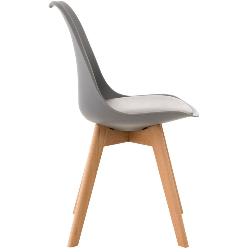 Chaise moderne scandinave en Polypropylène Polyuréthane Gris Bois de hêtre Naturel Floki - 3
