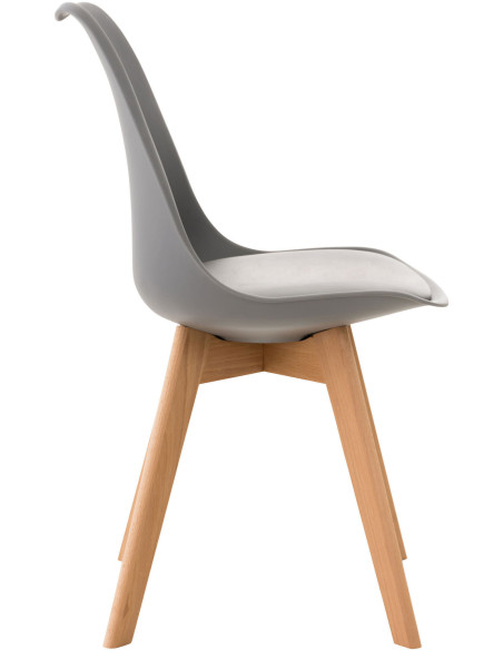 Chaise moderne scandinave en Polypropylène Polyuréthane Gris Bois de hêtre Naturel Floki - 3