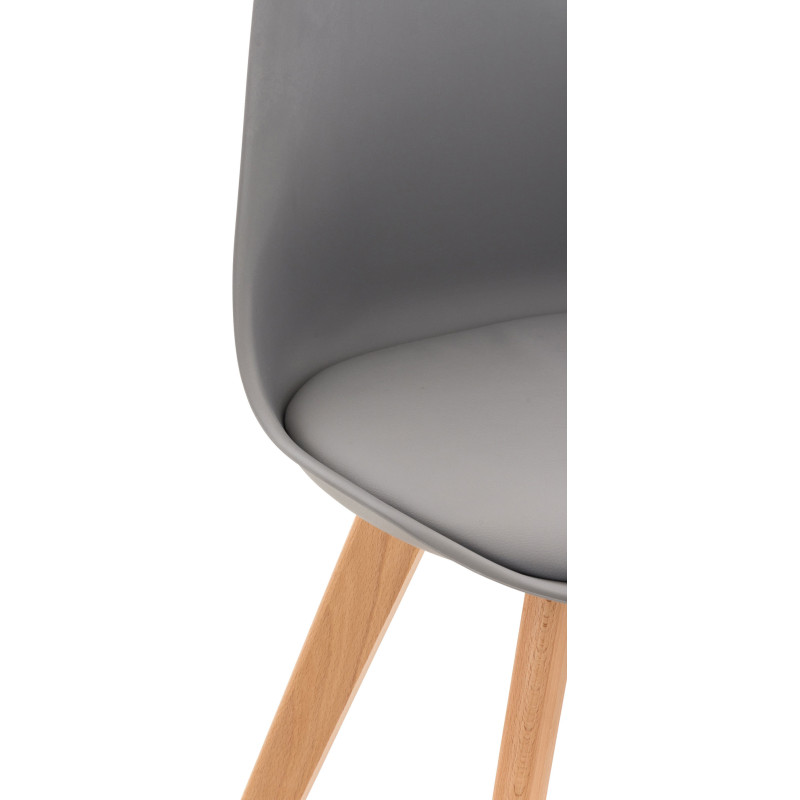 Chaise moderne scandinave en Polypropylène Polyuréthane Gris Bois de hêtre Naturel Floki - 5