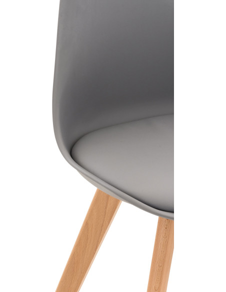 Chaise moderne scandinave en Polypropylène Polyuréthane Gris Bois de hêtre Naturel Floki - 5