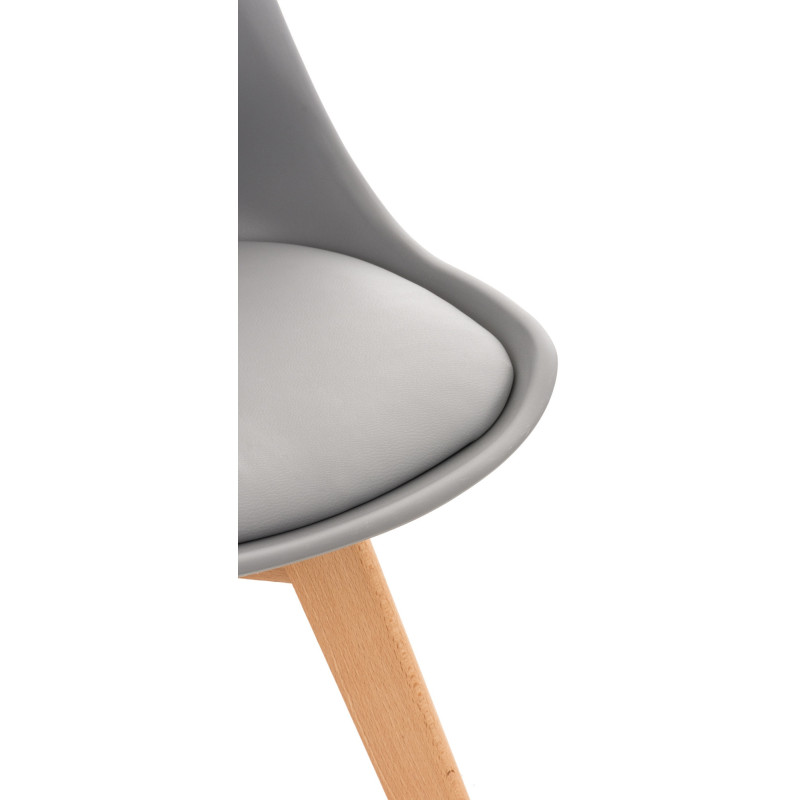 Chaise moderne scandinave en Polypropylène Polyuréthane Gris Bois de hêtre Naturel Floki - 6