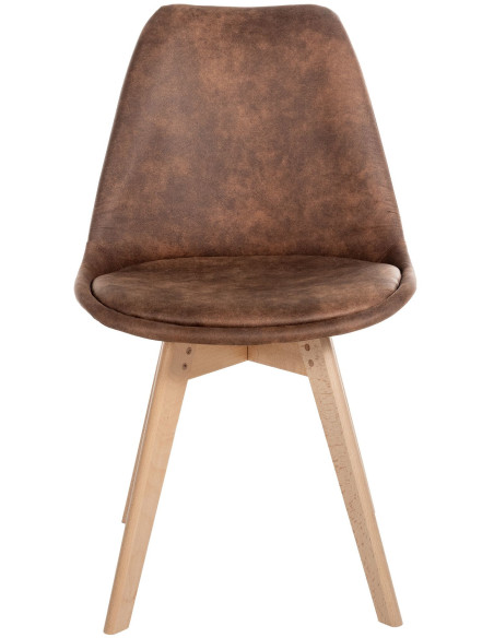 Chaise moderne scandinave en Polyuréthane Marron Vintage Bois de hêtre Naturel Floki - 2