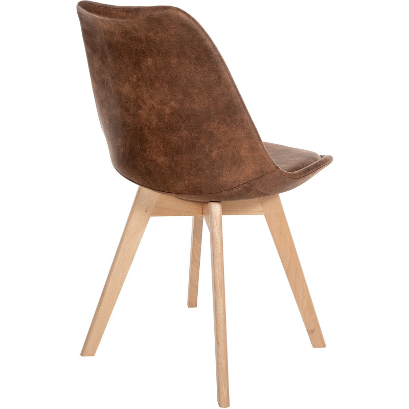 Chaise moderne scandinave en Polyuréthane Marron Vintage Bois de hêtre Naturel Floki - 4