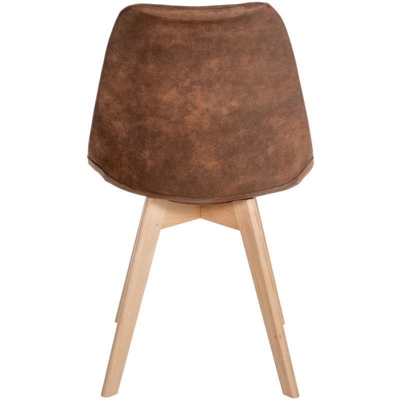 Chaise moderne scandinave en Polyuréthane Marron Vintage Bois de hêtre Naturel Floki - 5