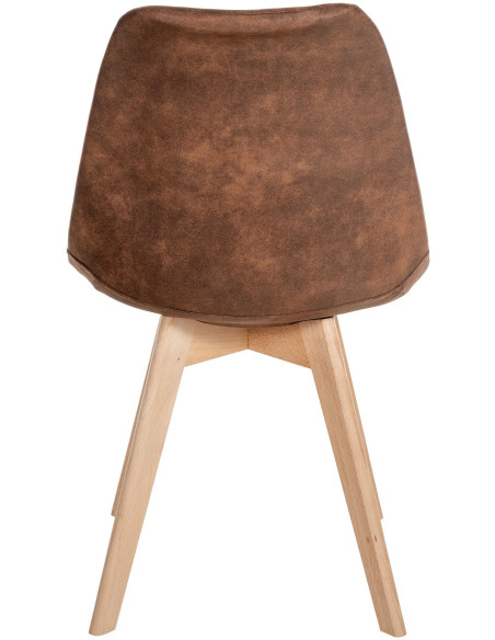Chaise moderne scandinave en Polyuréthane Marron Vintage Bois de hêtre Naturel Floki - 5