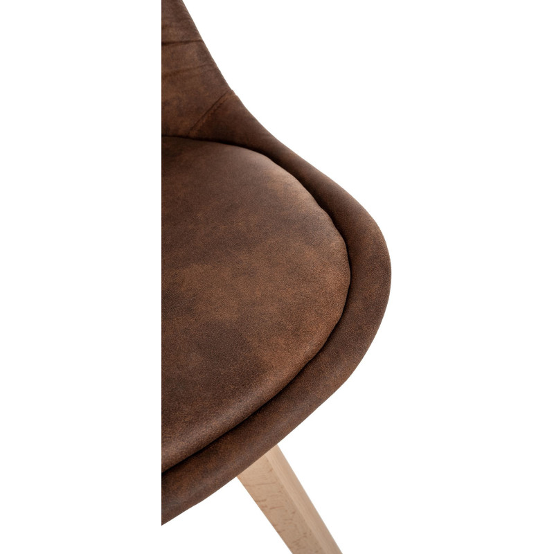 Chaise moderne scandinave en Polyuréthane Marron Vintage Bois de hêtre Naturel Floki - 8