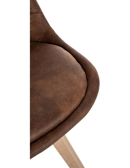 Chaise moderne scandinave en Polyuréthane Marron Vintage Bois de hêtre Naturel Floki - 8