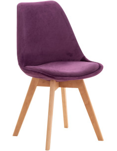 Chaise moderne scandinave en Velours Lilas Bois de hêtre Naturel Floki - 1