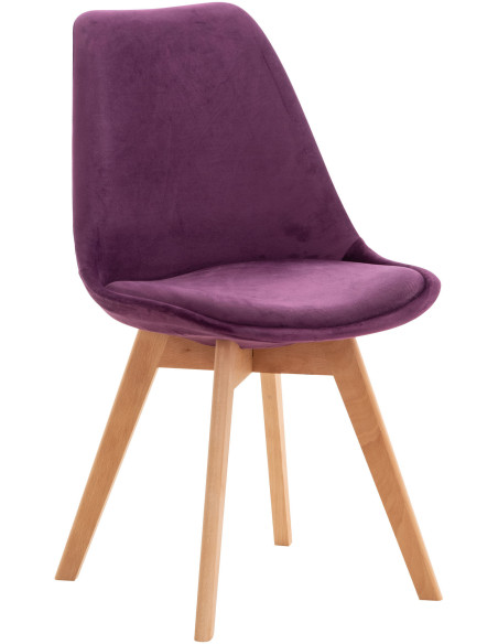 Chaise moderne scandinave en Velours Lilas Bois de hêtre Naturel Floki - 1