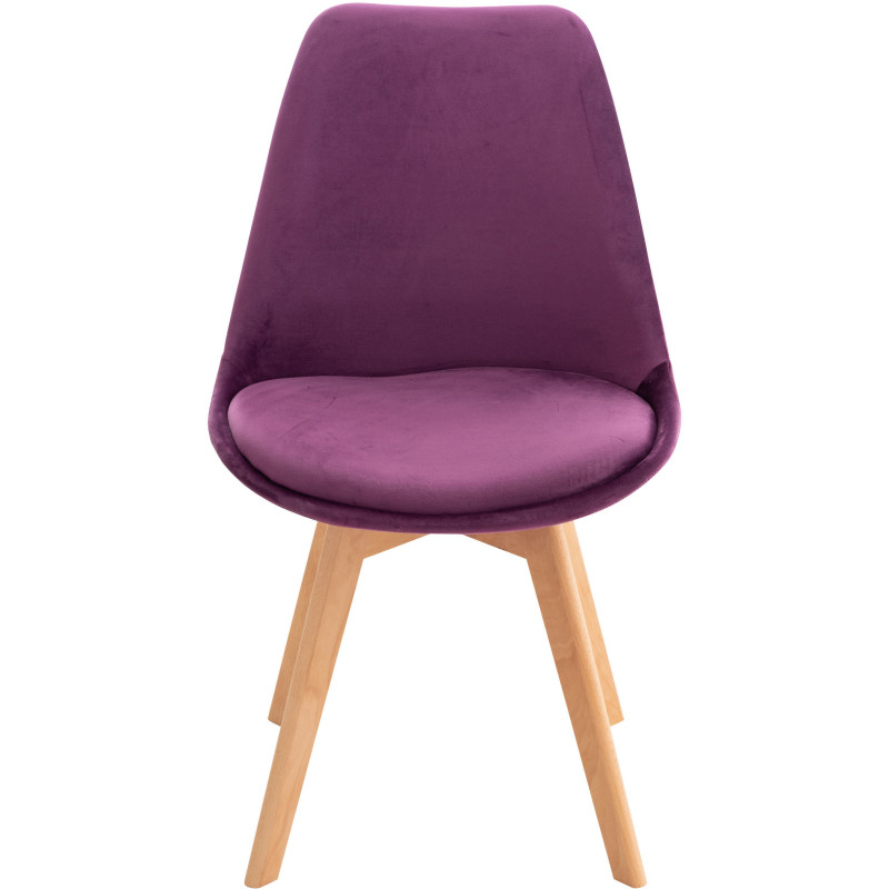 Chaise moderne scandinave en Velours Lilas Bois de hêtre Naturel Floki - 2