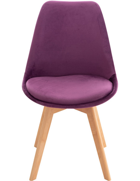 Chaise moderne scandinave en Velours Lilas Bois de hêtre Naturel Floki - 2