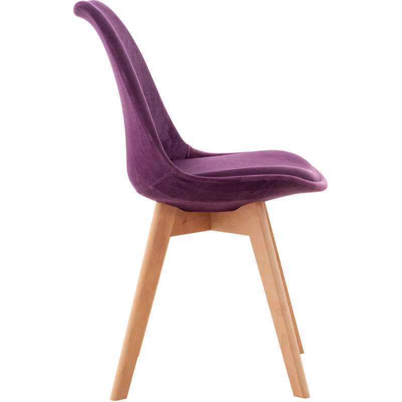 Chaise moderne scandinave en Velours Lilas Bois de hêtre Naturel Floki - 3