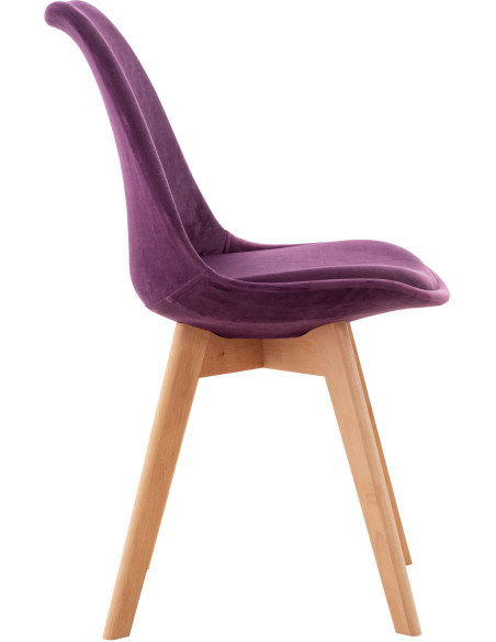 Chaise moderne scandinave en Velours Lilas Bois de hêtre Naturel Floki - 3