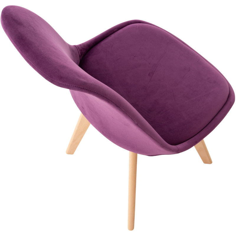 Chaise moderne scandinave en Velours Lilas Bois de hêtre Naturel Floki - 4