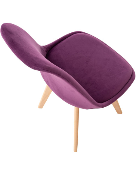 Chaise moderne scandinave en Velours Lilas Bois de hêtre Naturel Floki - 4