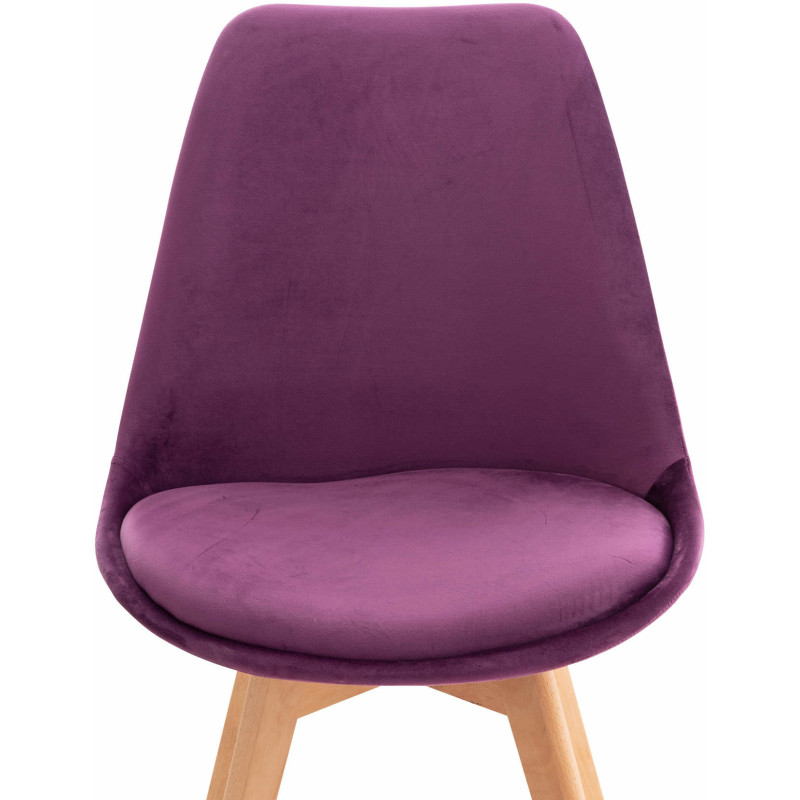Chaise moderne scandinave en Velours Lilas Bois de hêtre Naturel Floki - 5