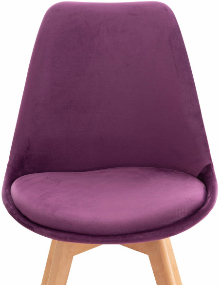 Chaise moderne scandinave en Velours Lilas Bois de hêtre Naturel Floki - 5