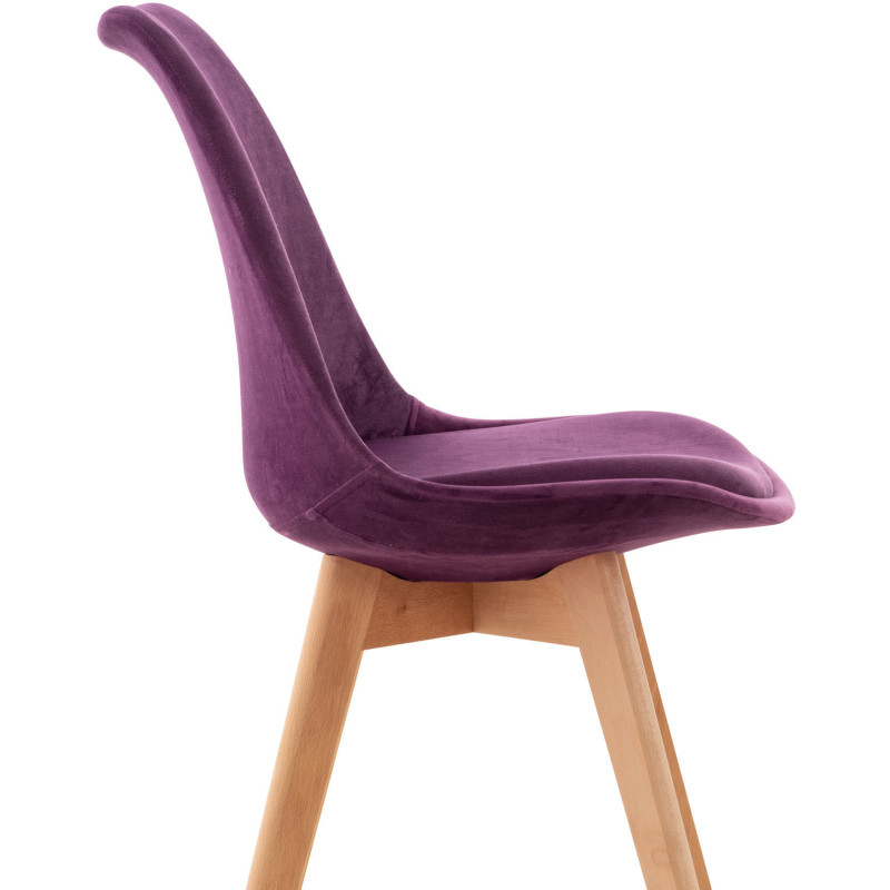 Chaise moderne scandinave en Velours Lilas Bois de hêtre Naturel Floki - 6