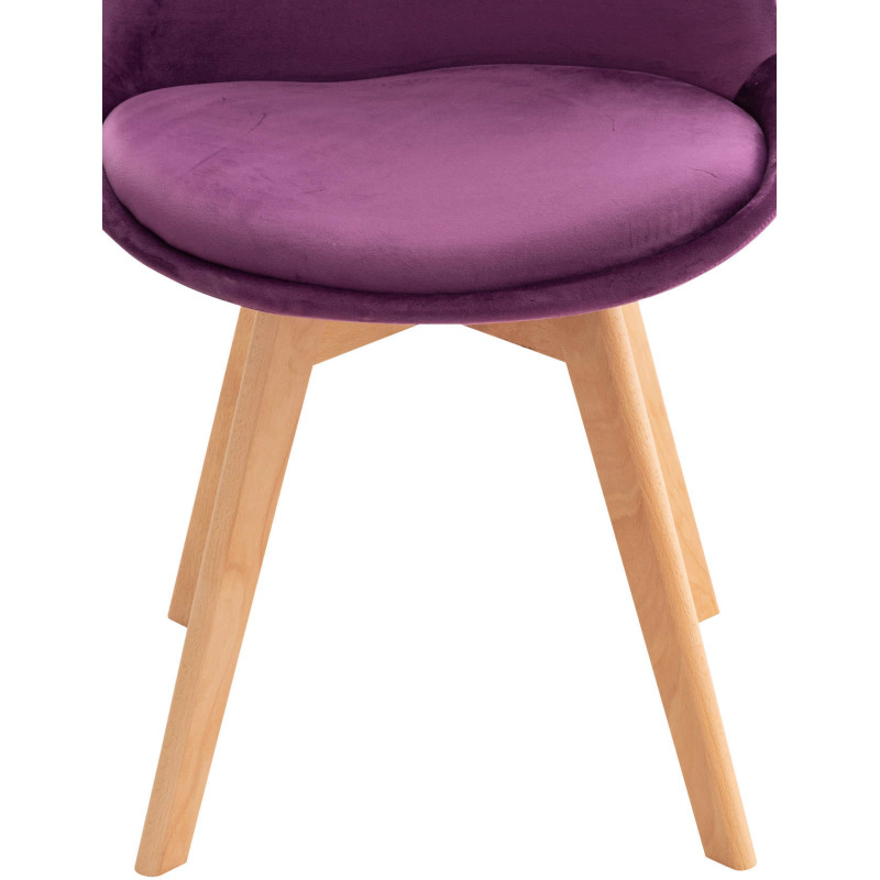 Chaise moderne scandinave en Velours Lilas Bois de hêtre Naturel Floki - 7