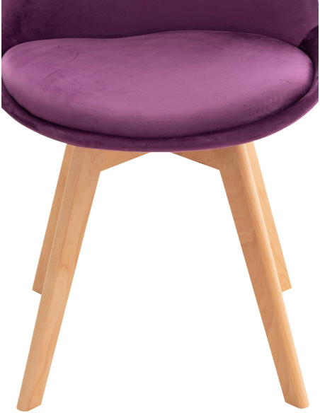 Chaise moderne scandinave en Velours Lilas Bois de hêtre Naturel Floki - 7