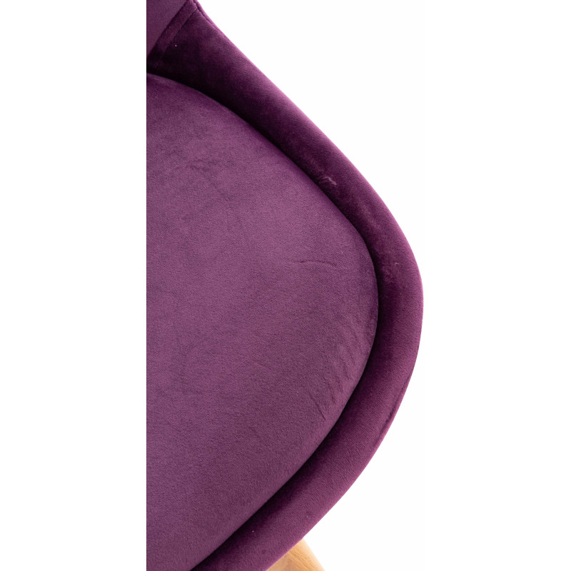 Chaise moderne scandinave en Velours Lilas Bois de hêtre Naturel Floki - 8