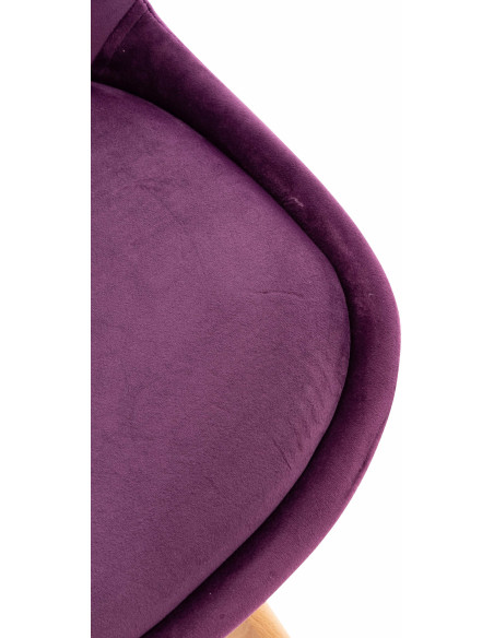 Chaise moderne scandinave en Velours Lilas Bois de hêtre Naturel Floki - 8