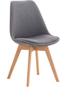 Chaise moderne scandinave en Tissu Gris foncé Bois de hêtre Naturel Floki - 1