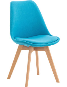 Chaise moderne scandinave en Tissu Turquoise Bois de hêtre Naturel Floki - 1